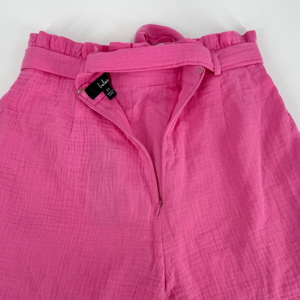 Lulus NWT Friendship Bright Pink Paperbag Waist Shorts, Size XS - Picture 9 of 15